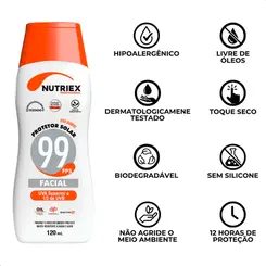 Protetor Solar Facial Nutriex Fator 99 Oil Free Bisnaga 120ml