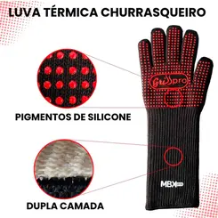 Luva Térmica Alta Temperatura GrillPro Até 350º MBXpro Punho Longo CA 48707