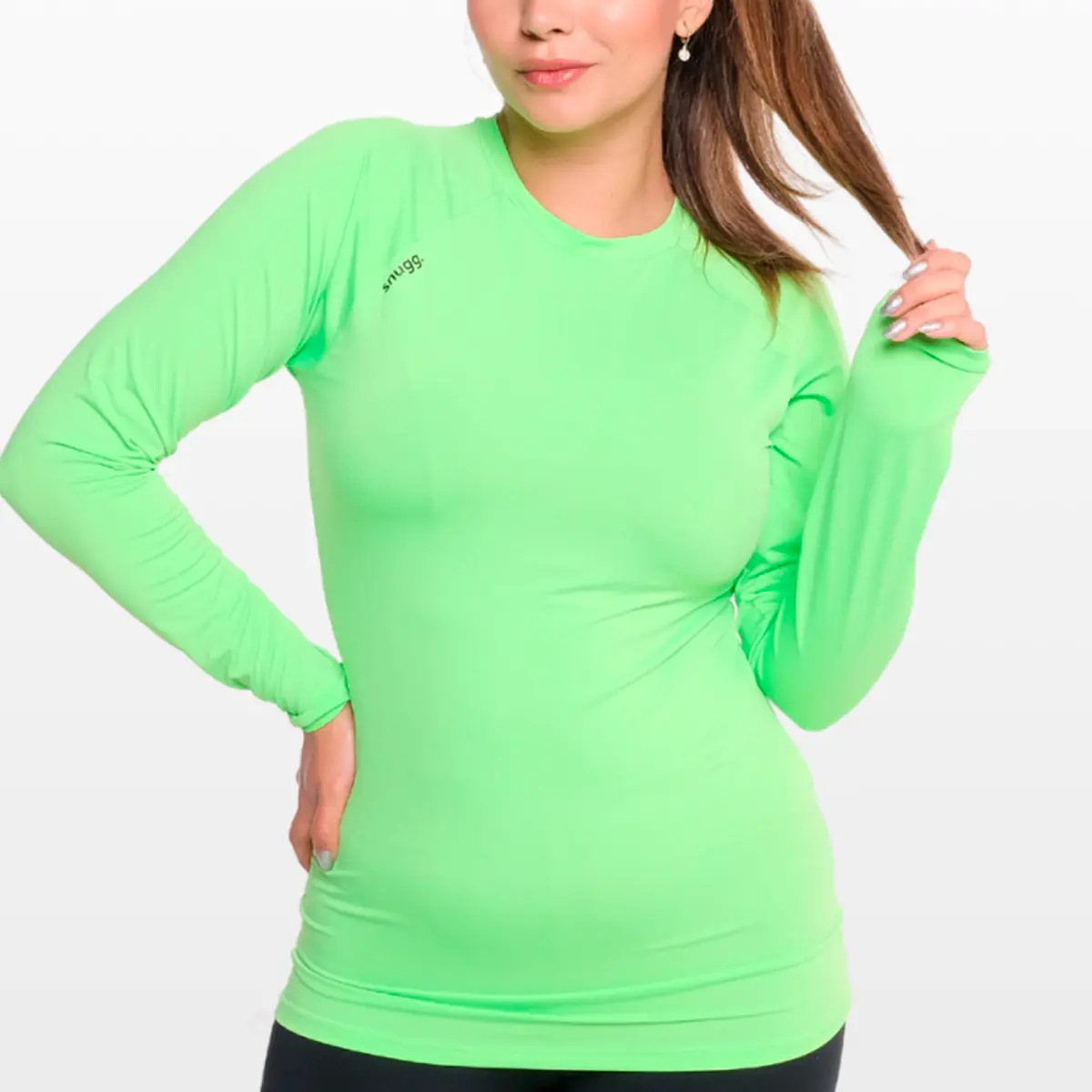 Camiseta Manga Longa Segunda Pele Verde Neon Proteção Solar UV 50 Unissex  Snugg