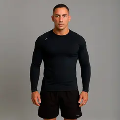 Camiseta Manga Longa Segunda Pele Preta Proteção Solar UV 50 Unissex  Snugg