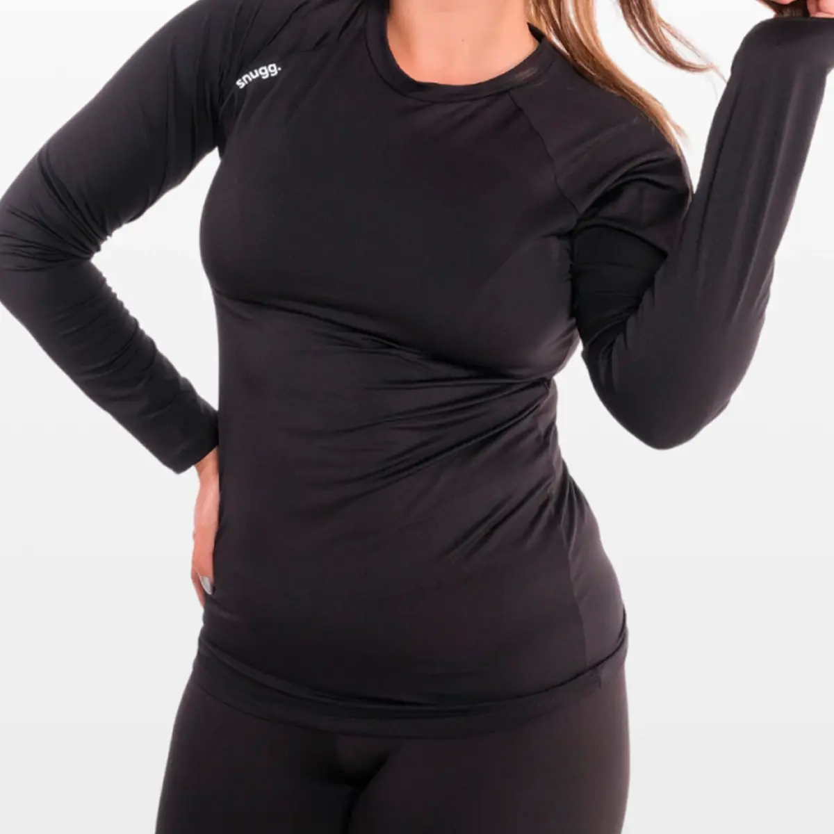 Camiseta Manga Longa Segunda Pele Preta Proteção Solar UV 50 Unissex  Snugg