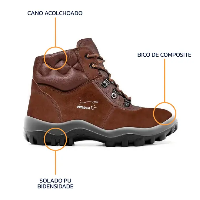 Botina Eletricista Miura Nobuck Café Composite - Epis Online