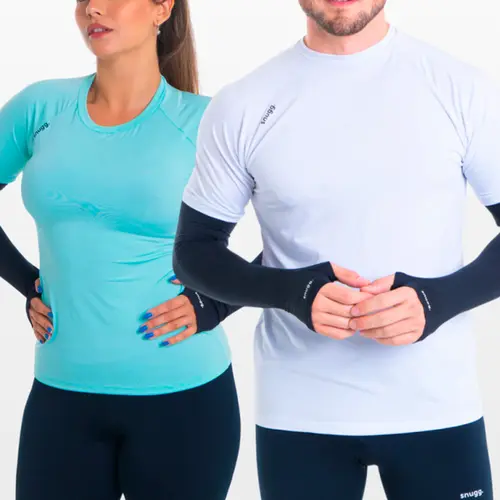 Manguito Com Dedo Proteção Solar UV 50 Segunda Pele Preto Unissex  Snugg