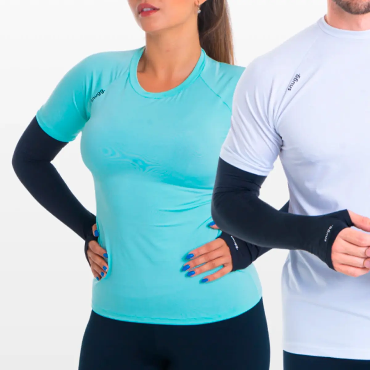 Manguito Com Dedo Proteção Solar UV 50 Segunda Pele Preto Unissex  Snugg