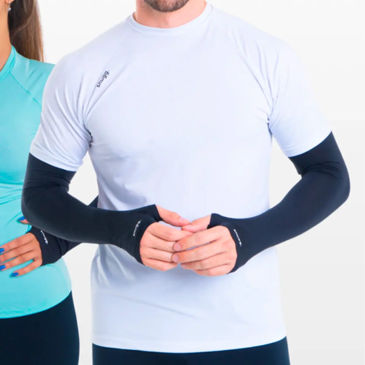 Manguito Com Dedo Proteção Solar UV 50 Segunda Pele Preto Unissex  Snugg