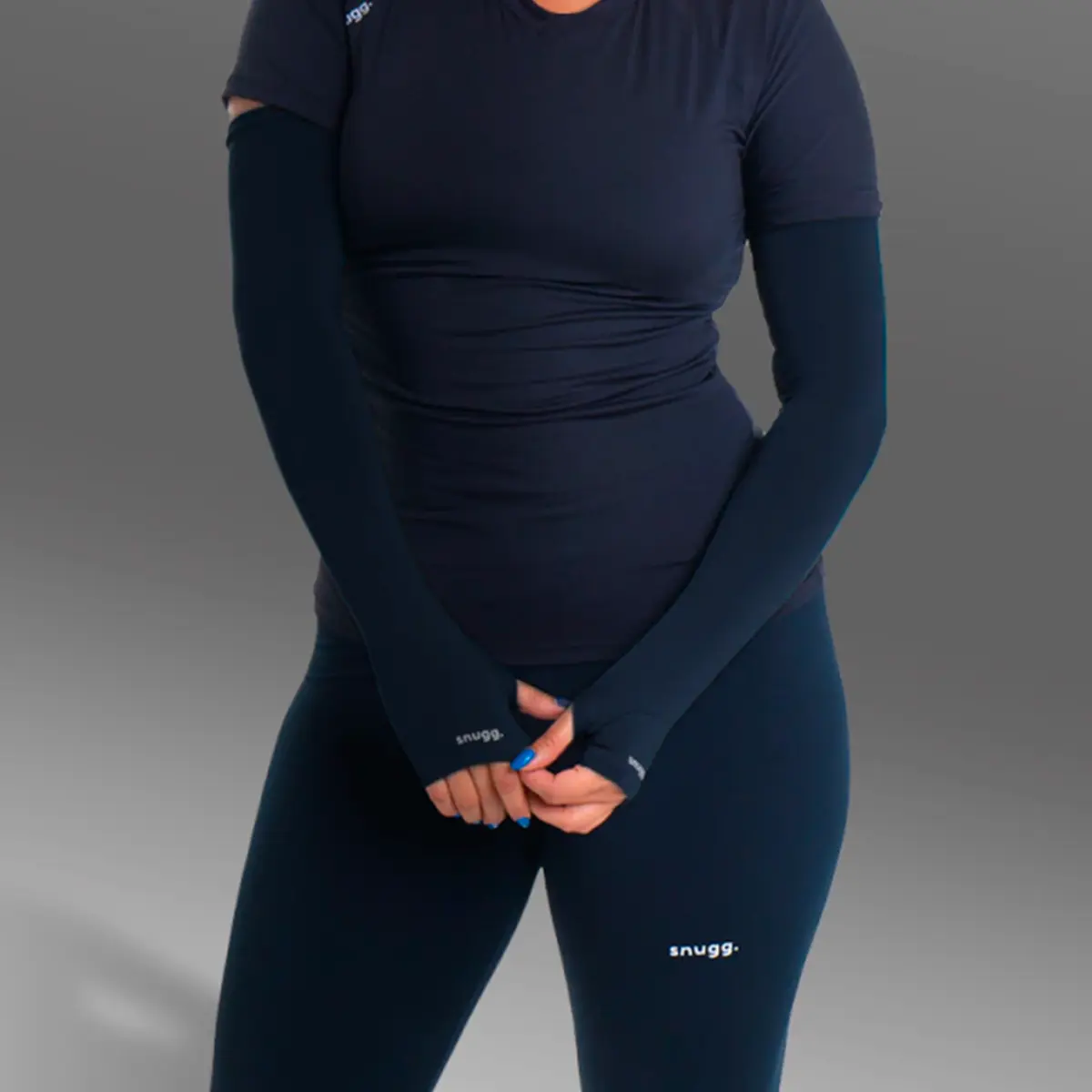 Manguito Com Dedo Proteção Solar UV 50 Segunda Pele Preto Unissex  Snugg