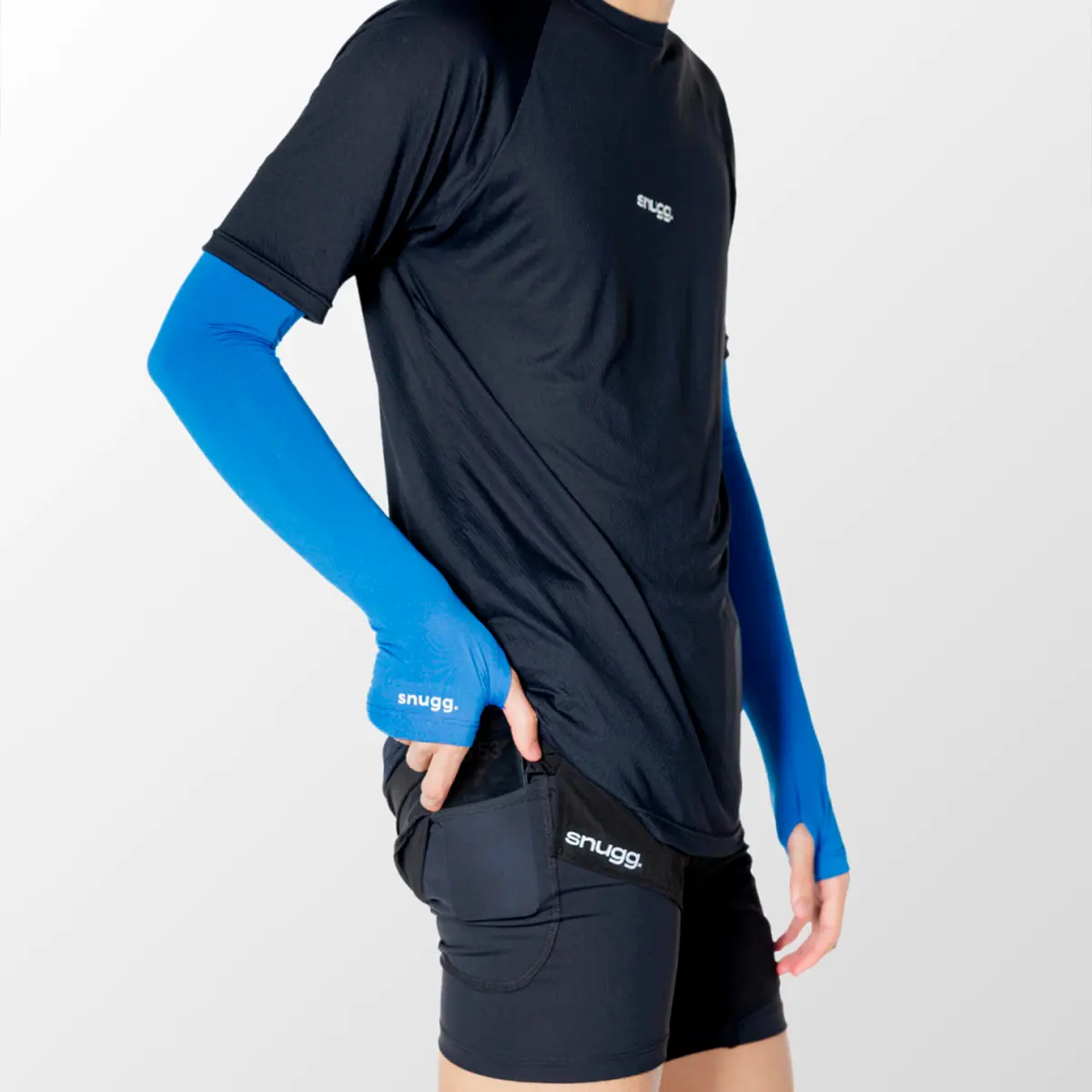 Manguito Com Dedo Proteção Solar UV 50 Segunda Azul Unissex  Snugg
