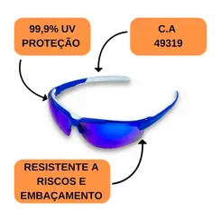 Óculos de Segurança Kronos Kalipso Azul Espelhado Antiembaçante