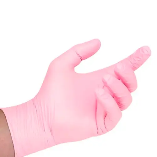 Luva Nitrílica Descartável Sensi Rosa Slim Caixa com 100 Volk