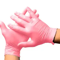 Luva Nitrílica Descartável Sensi Rosa Slim Caixa com 100 Volk