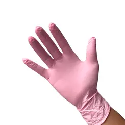 Luva Nitrílica Descartável Sensi Rosa Slim Caixa com 100 Volk