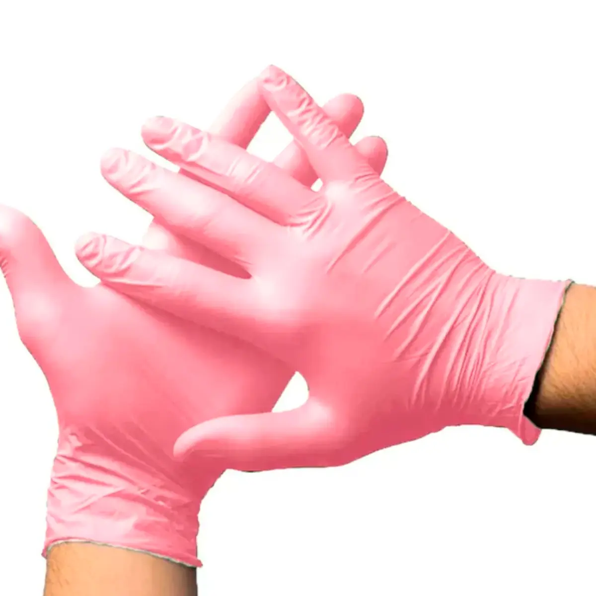 Luva Nitrílica Descartável Sensi Rosa Slim Caixa com 100 Volk