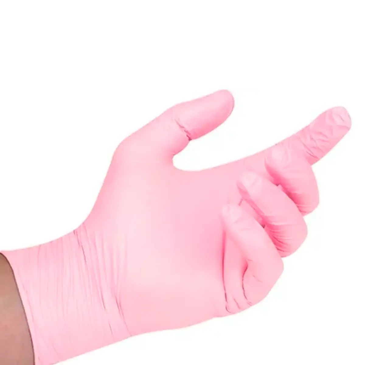 Luva Nitrílica Descartável Sensi Rosa Slim Caixa com 100 Volk