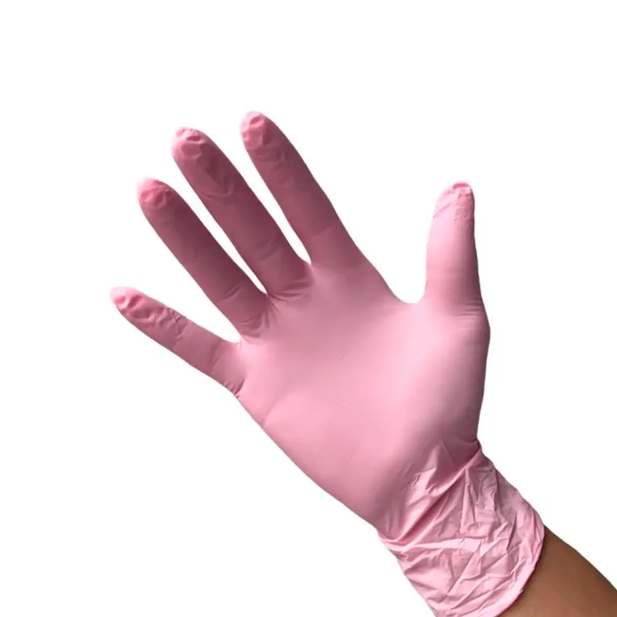 Luva Nitrílica Descartável Sensi Rosa Slim Caixa com 100 Volk