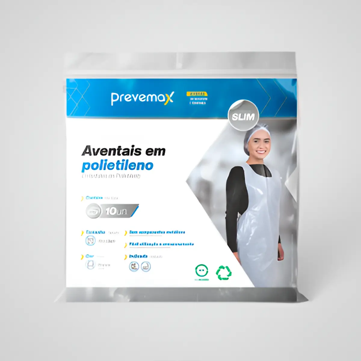 Avental Polietileno 70x120 Branco Prevemax P. 100u