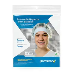 Touca Organza com Elastano Branca C/2  Prevemax