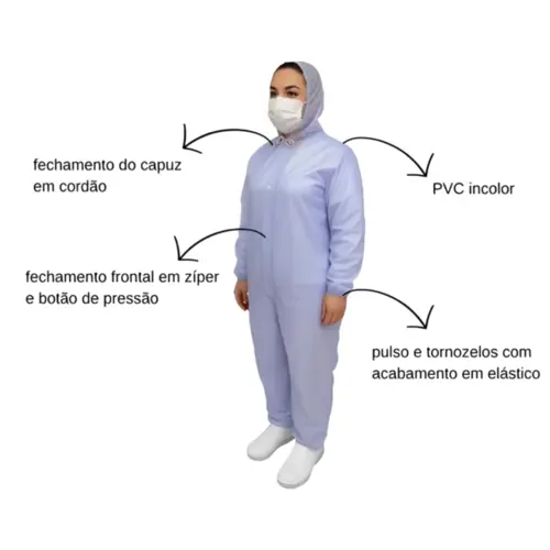Macacão Transparente PVC 013 Laminado Impermeável Prevemax