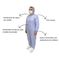 Macacão Transparente PVC 013 Laminado Impermeável Prevemax