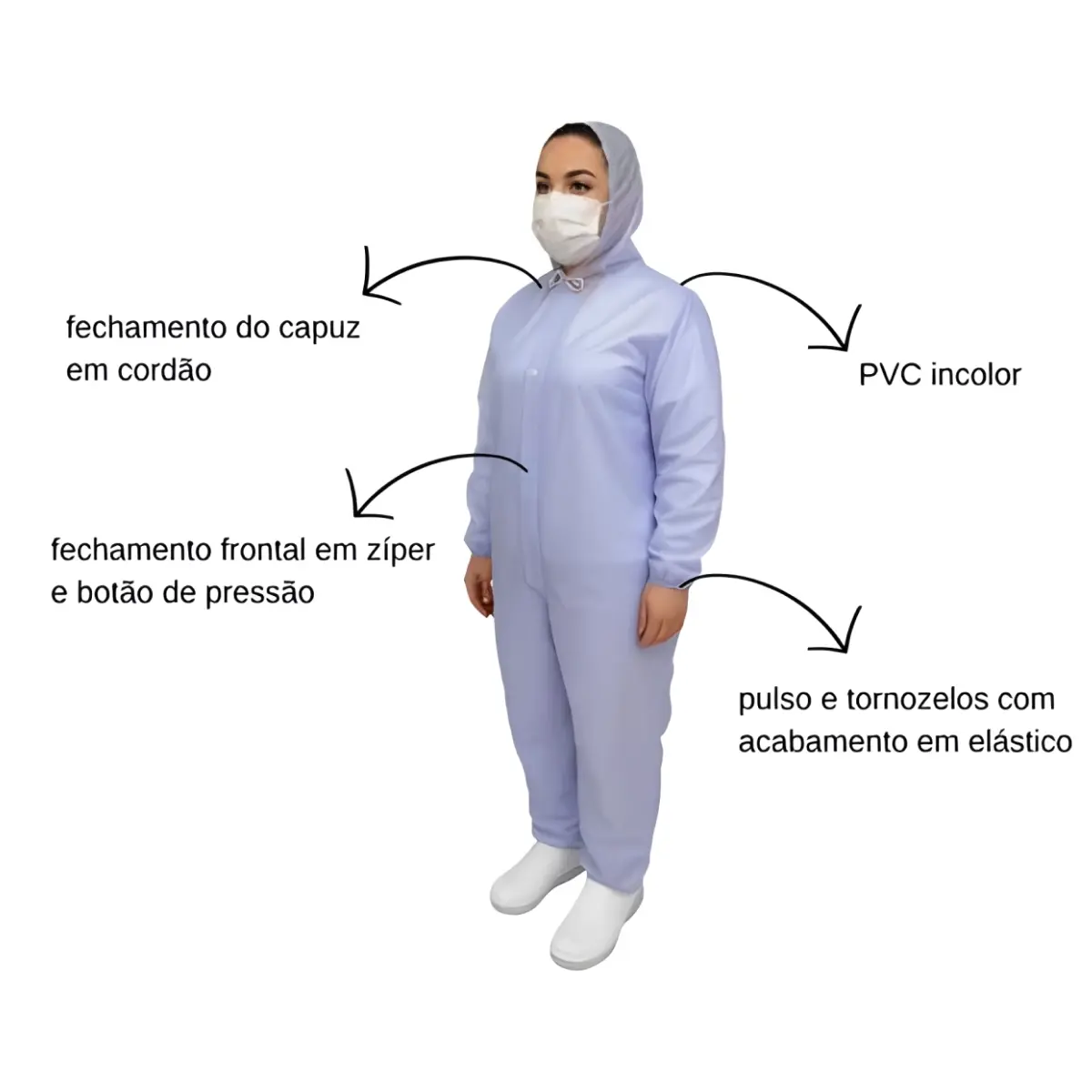 Macacão Transparente PVC 013 Laminado Impermeável Prevemax