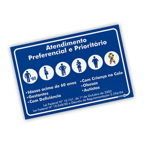 Placa Atendimento Preferencial Prioritário  Adesivo Encartale