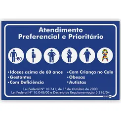 Placa Atendimento Preferencial Prioritário  Adesivo Encartale