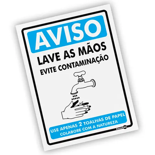 Placa Aviso Lave as Mãos Encartale