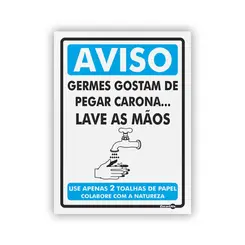 Placa Aviso Lave as Mãos Encartale