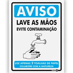 Placa Aviso Lave as Mãos Encartale