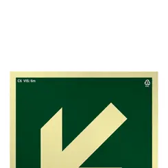 Placa Direção da Rota de Saída de Emergência à Esquerda Baixo com Seta Encartale