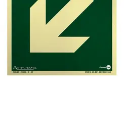 Placa Direção da Rota de Saída de Emergência à Esquerda Baixo com Seta Encartale
