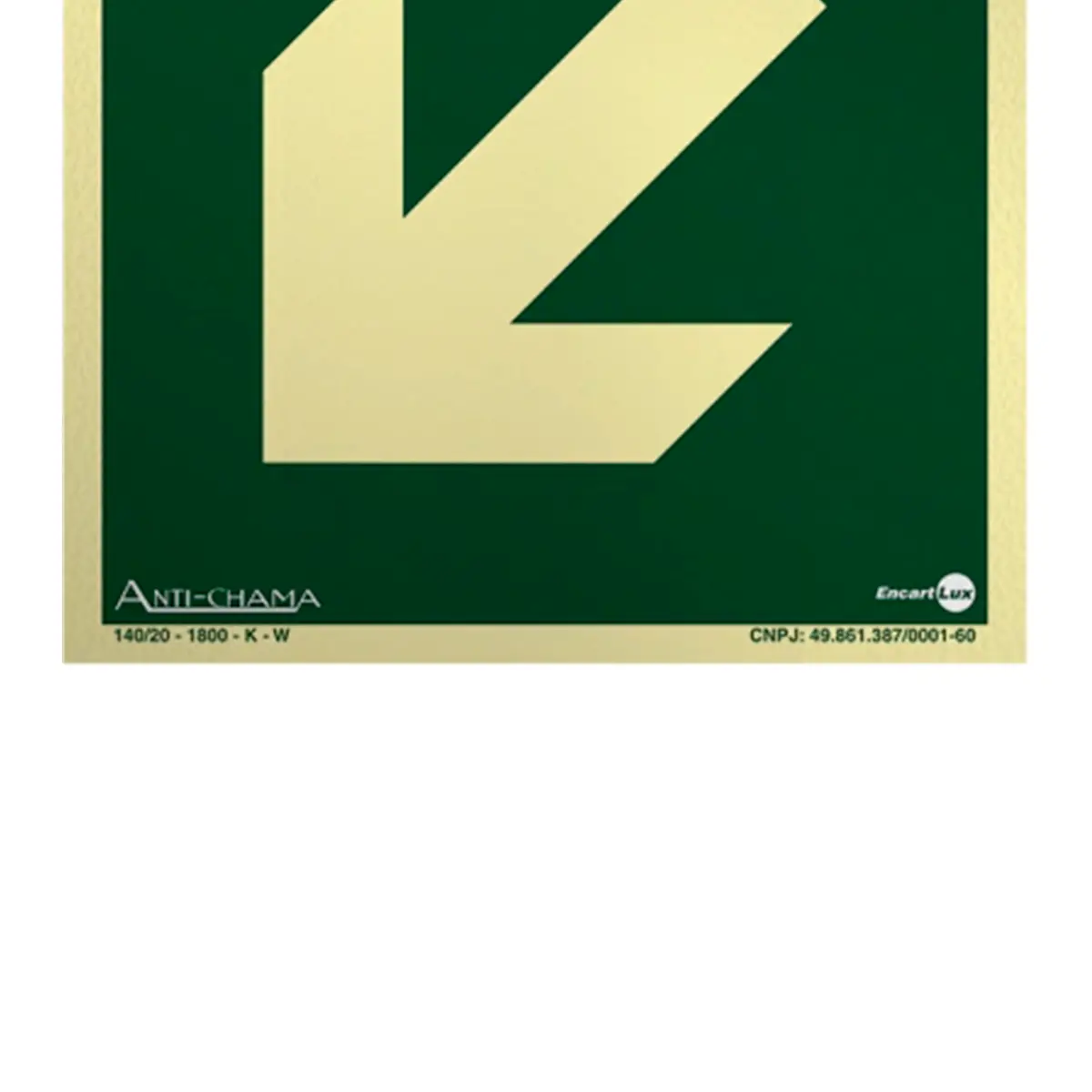 Placa Direção da Rota de Saída de Emergência à Esquerda Baixo com Seta Encartale