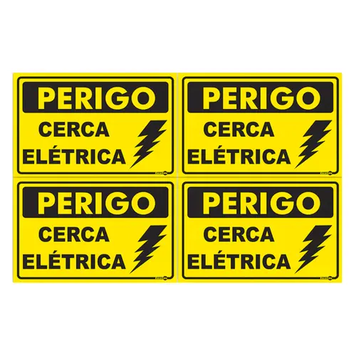 Kit 4 Placas Cuidado Cerca Elétrica Encartale