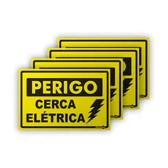 Kit 4 Placas Cuidado Cerca Elétrica Encartale