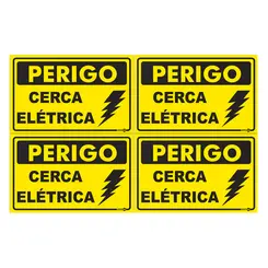 Kit 4 Placas Cuidado Cerca Elétrica Encartale