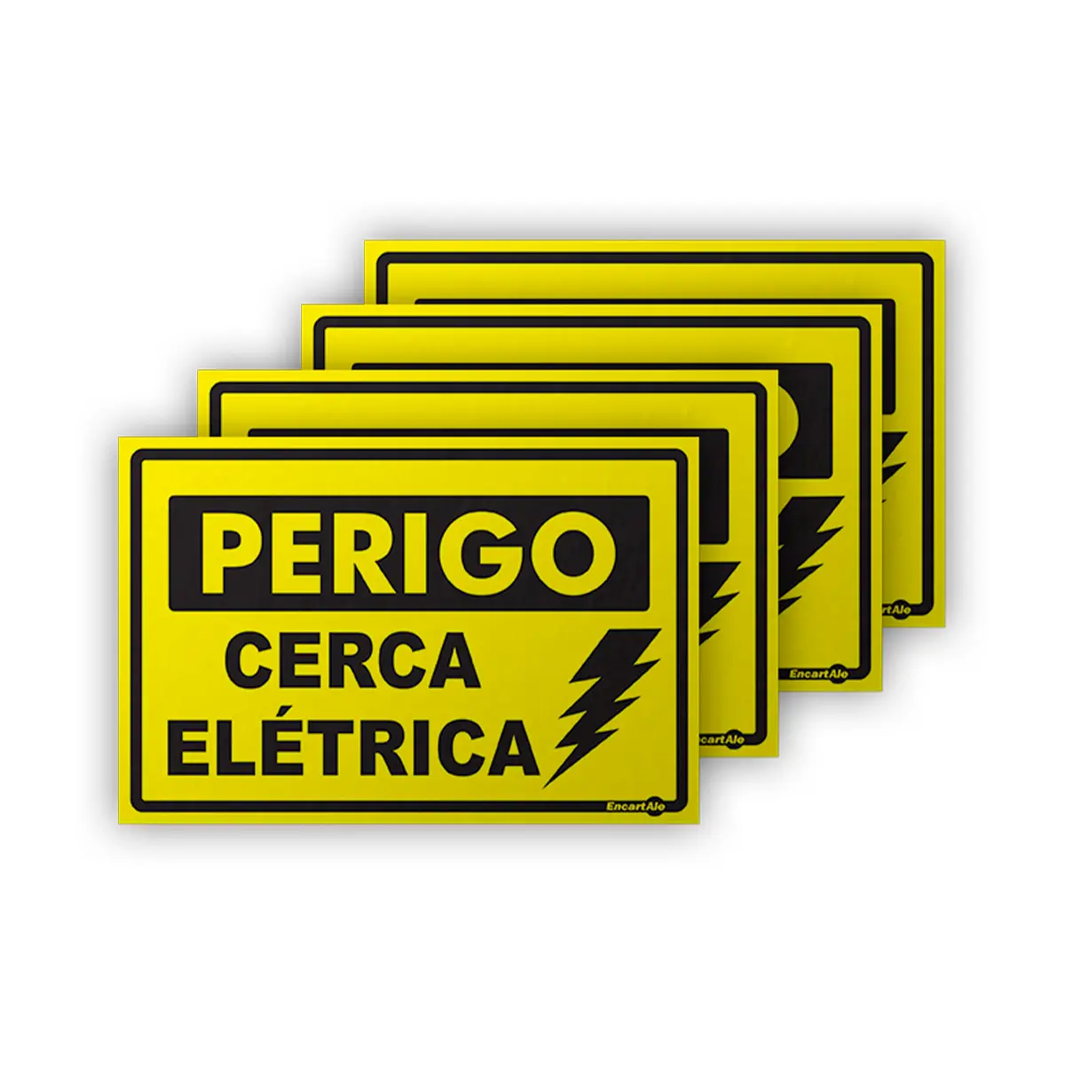 Kit 4 Placas Cuidado Cerca Elétrica Encartale