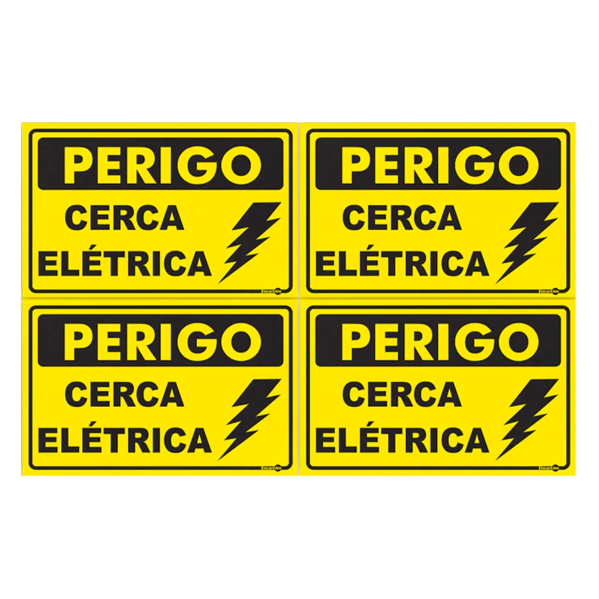 Kit 4 Placas Cuidado Cerca Elétrica Encartale