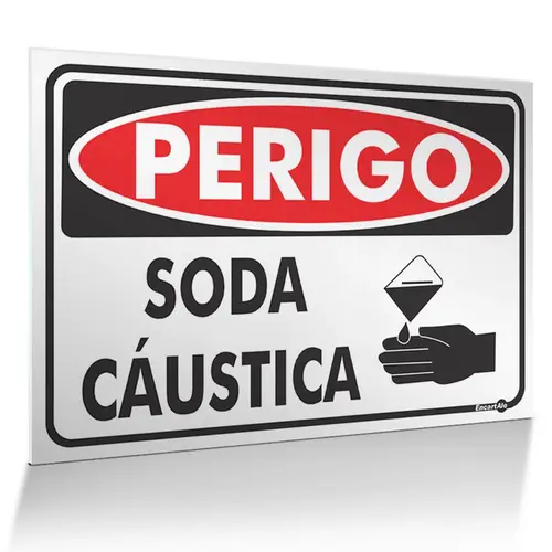 Placa Perigo Soda Cáustica  Encartale