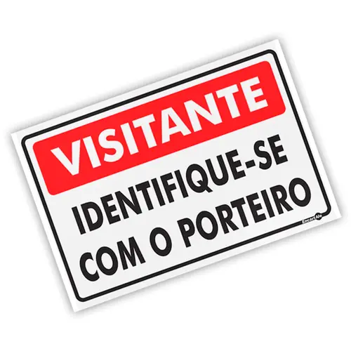 Placa Visitantes Identifique-se com o Porteiro Encartale
