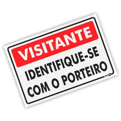 Placa Visitantes Identifique-se com o Porteiro Encartale