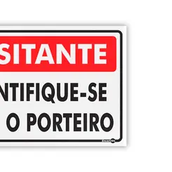 Placa Visitantes Identifique-se com o Porteiro Encartale