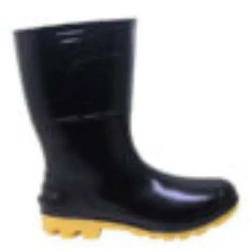 Bota PVC Preta com Solado Amarelo Tipo Galocha com Forro Kadesh