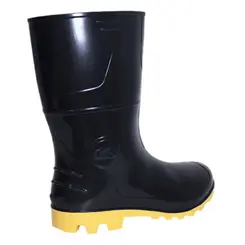 Bota PVC Preta com Solado Amarelo Tipo Galocha com Forro Kadesh
