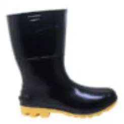 Bota PVC Preta com Solado Amarelo Tipo Galocha com Forro Kadesh