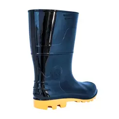 Bota PVC Preta com Solado Amarelo Tipo Galocha com Forro Kadesh