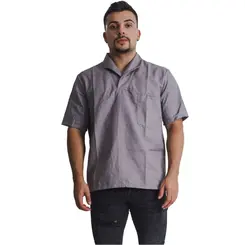 Camisa Brim Manga Curta Cinza Maicol
