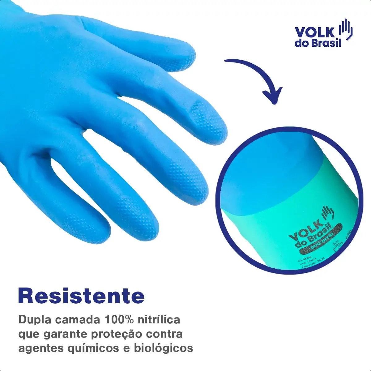Luva Duo Nitri sem forro - Volk - Epis Online