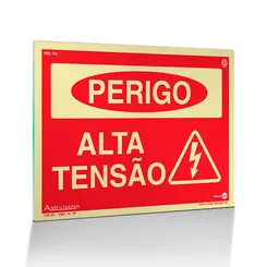 Placa Fotoluminescente  Perigo Alta Tensão - Encartale