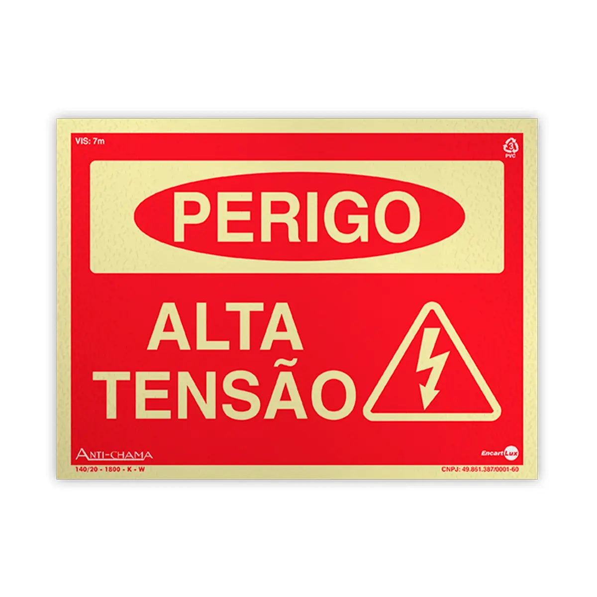 Placa Fotoluminescente  Perigo Alta Tensão - Encartale