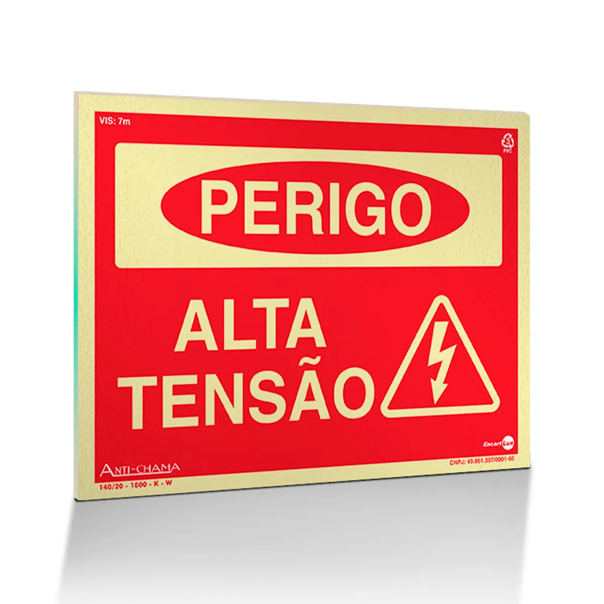 Placa Fotoluminescente  Perigo Alta Tensão - Encartale