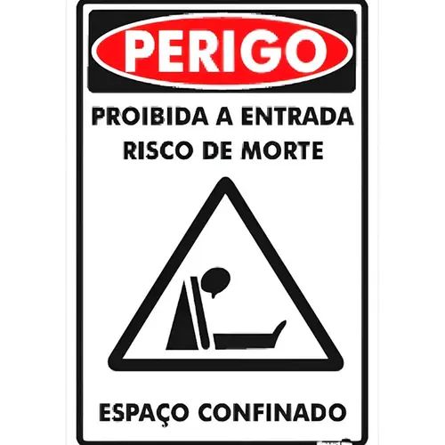 Placa perigo espaço confinado Risco de Morte - Encartale